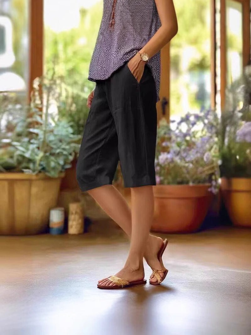 Angharad | Women's High Waist Tailored Shorts in Black