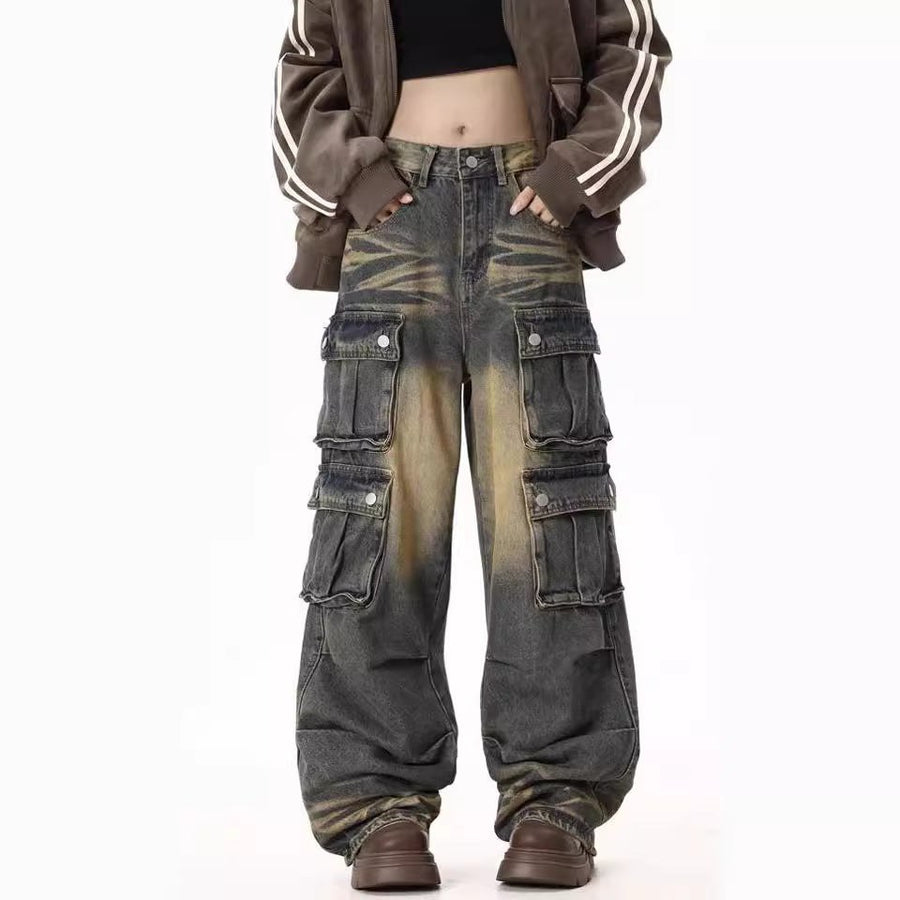 Anika | Women's Wide Leg Pockets Jeans in Blue