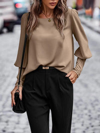 Anisette | Women's Long Sleeve Elegant Top in Brown