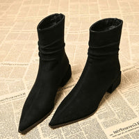 Anita | Women's Pointed Toe Ankle Block Heel Boots in Black
