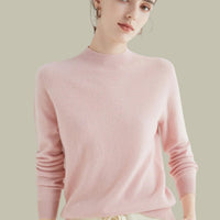 Anna | Women's Merino Wool Sweaters Mock Neck Relaxed Fit Knit Sweater