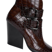 Annabel | Women's Pointed Toe Ankle Block Heel With Buckle Boots