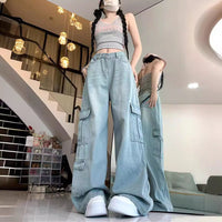 Anneke | Women's Wide Leg Pockets Pants in Blue