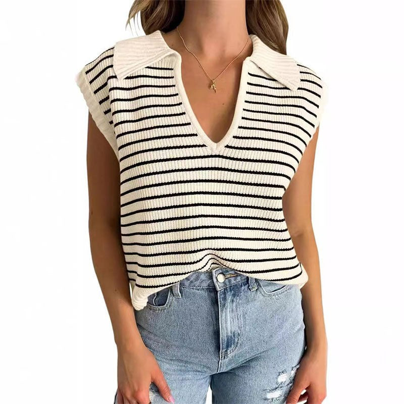 Anneli | Women's V-Neck Striped Top