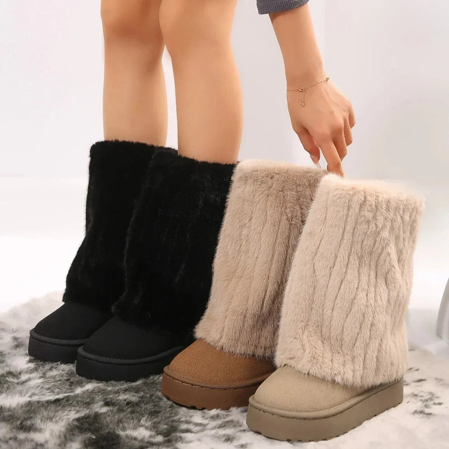 Annika | Women's Tall Plush-Look Shaft Design Boots