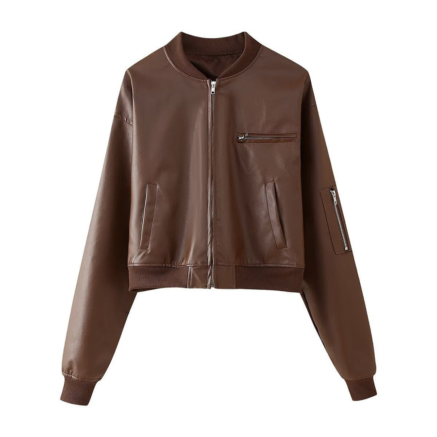 Anouk | Women's Elastic Waist Pockets Jacket in Dark Brown