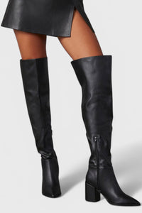Anouk | Women's Tall Side Zipper Block Heel Boots in Black