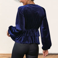 Anthousa | Women's Ruched Elegant Top in Dark Blue