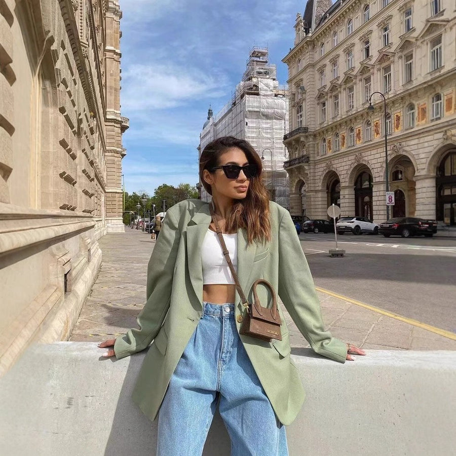 Antonia | Women's Pockets Elegant Blazer in Light Green