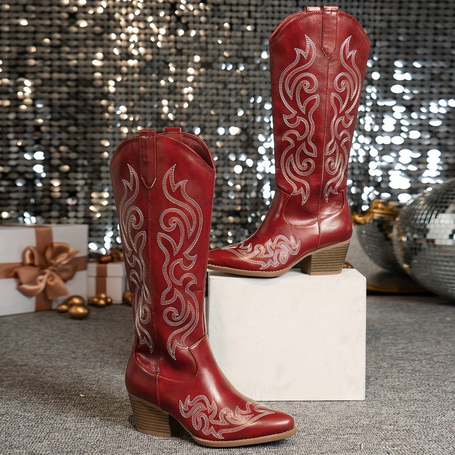 Apolline | Women's Knee-High Block Heel Cowboy Boots