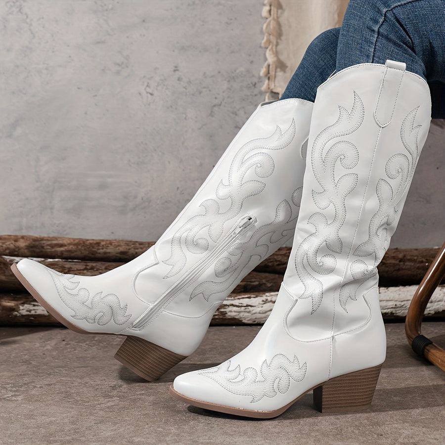 Apolline | Women's Knee-High Block Heel Cowboy Boots