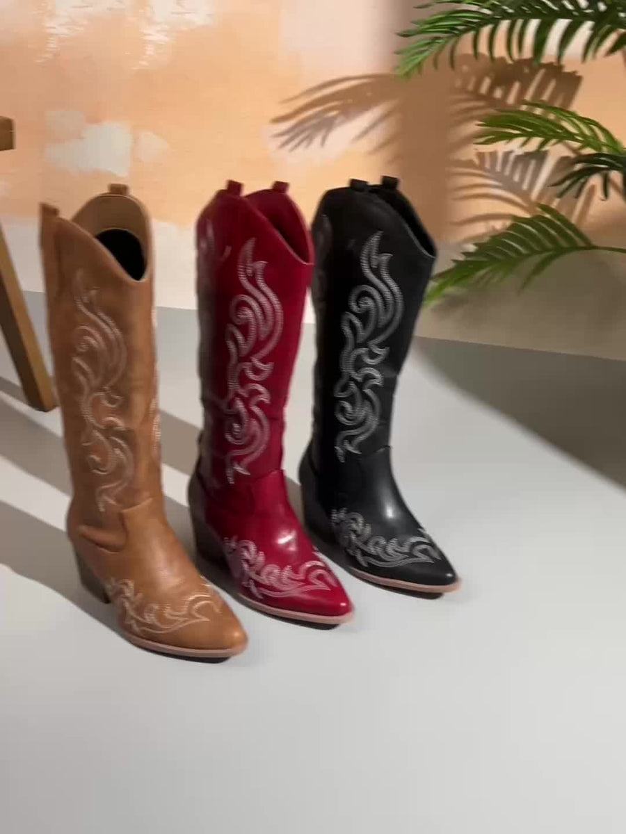 Apolline | Women's Knee-High Block Heel Cowboy Boots
