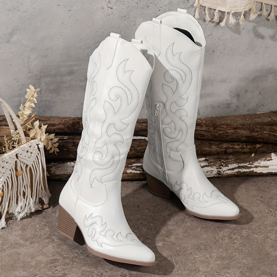 Apolline | Women's Knee-High Block Heel Cowboy Boots