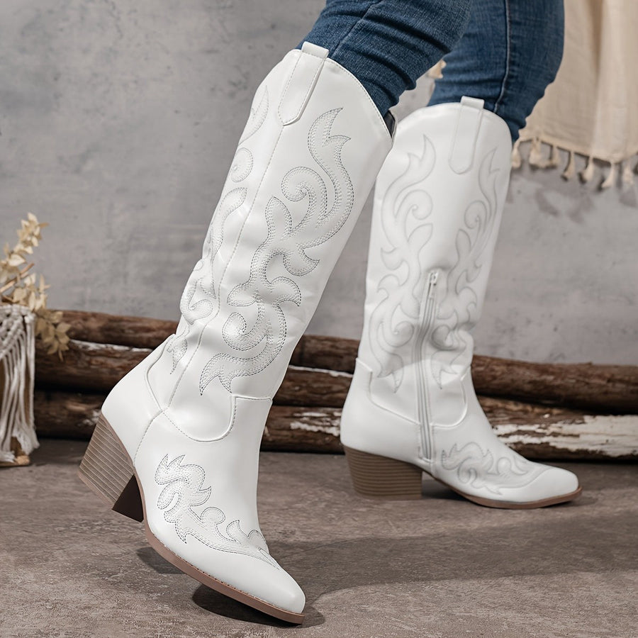 Apolline | Women's Knee-High Block Heel Cowboy Boots