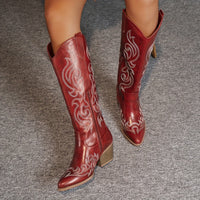 Apolline | Women's Knee-High Block Heel Cowboy Boots