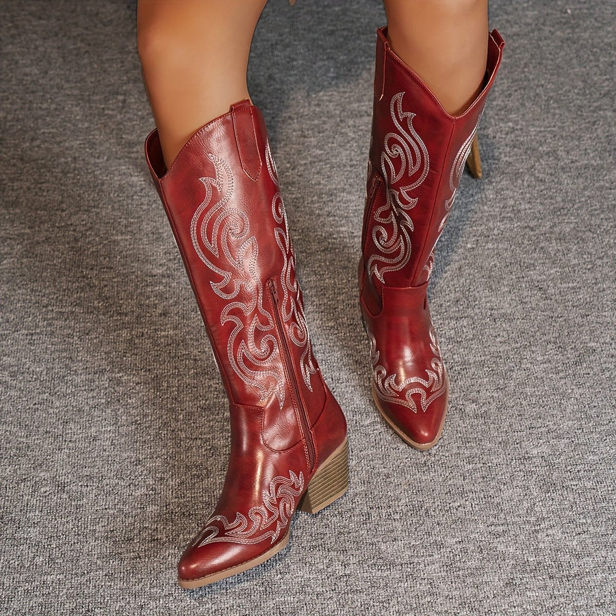 Apolline | Women's Knee-High Block Heel Cowboy Boots