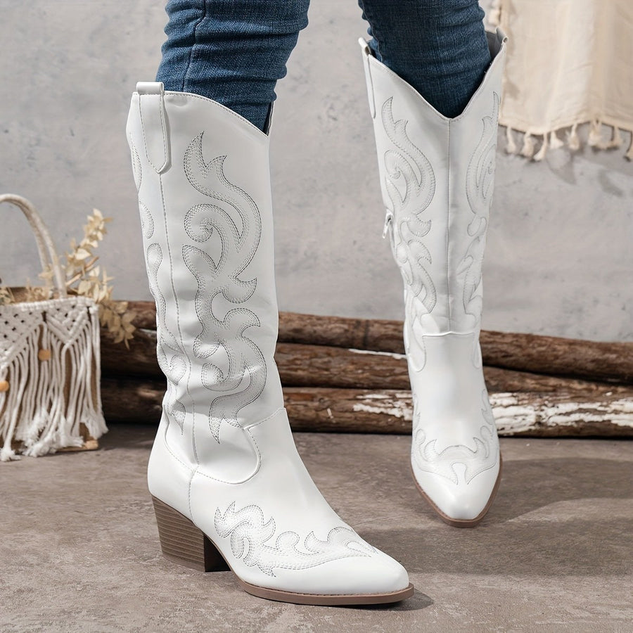 Apolline | Women's Knee-High Block Heel Cowboy Boots