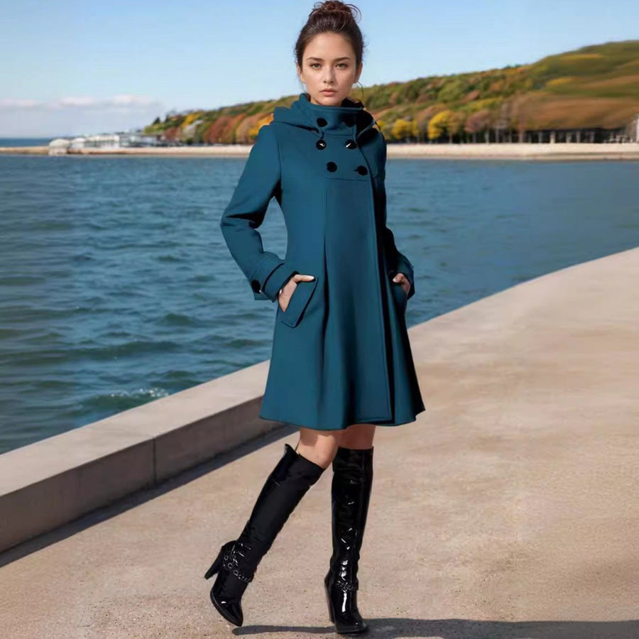 Apolline | Women's Pockets Hooded Elegant Coat