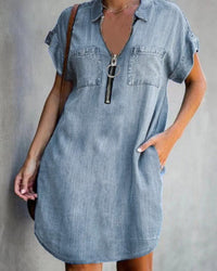 Apolline | Women's Zip Pockets Dress – Casual Dress in Gray