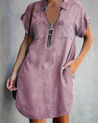 Apolline | Women's Zip Pockets Dress – Casual Dress in Wine Red