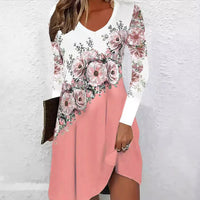 Apollonia | Women's V-Neck Floral Elegant Chic Wrap Dress in Pink