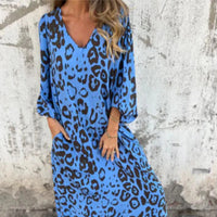Aquilina | Women's Printed Pocket Long Sleeve Maxi Spring Dress