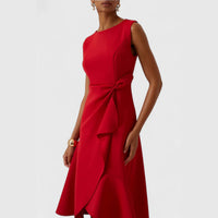 Arabel | Women's Ruffle Hem Wrap Detail Midi Dress