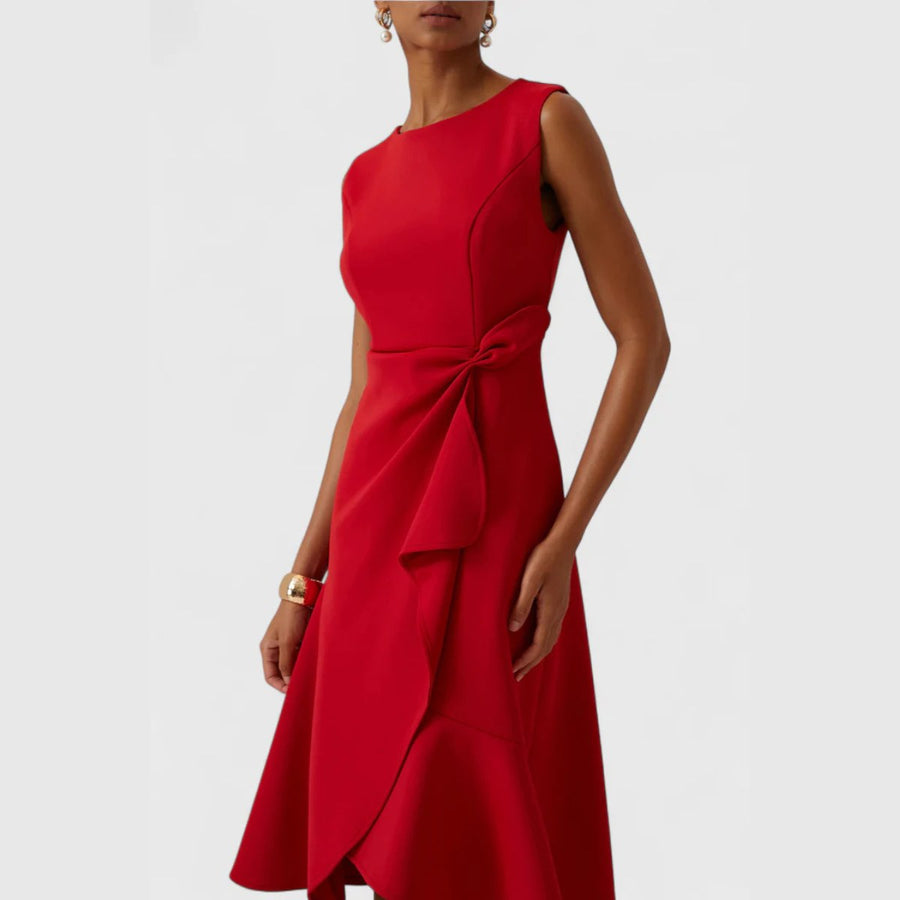 Arabel | Women's Ruffle Hem Wrap Detail Midi Dress