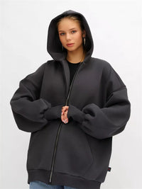 Arabel | Women's Oversized Pockets Hoodie in Dark Gray
