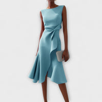 Arabel | Women's Ruffle Hem Wrap Detail Midi Dress in Light Blue