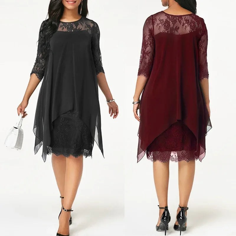 Arabella | Women's Layered Knee Length Design Dress