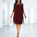 Arabella | Women's Layered Knee Length Design Dress