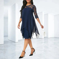 Arabella | Women's Layered Knee Length Design Dress in Black