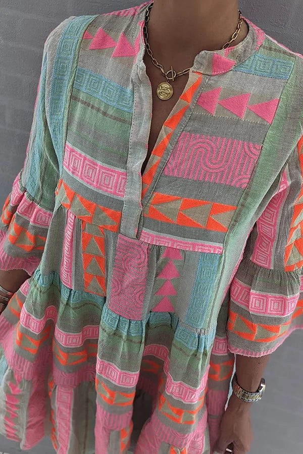 Araminta | Women's Printed Tiered Mini Spring Dress