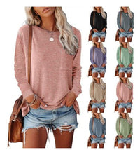 Araminta | Women's Crew Neck Long Sleeve Pockets Casual Top