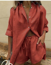 Arcadia | Women's Casual Pajama Set in Brick Red