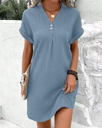 Arcadia | Women's Short Front Placket Mini Spring Dress in Light Blue