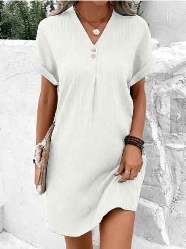 Arcadia | Women's Short Front Placket Mini Spring Dress in White