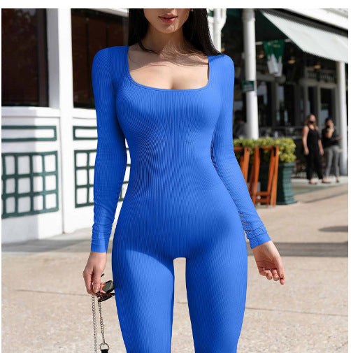 Arden | Women's Bodycon Long Sleeve Elegant Bodysuit in Blue