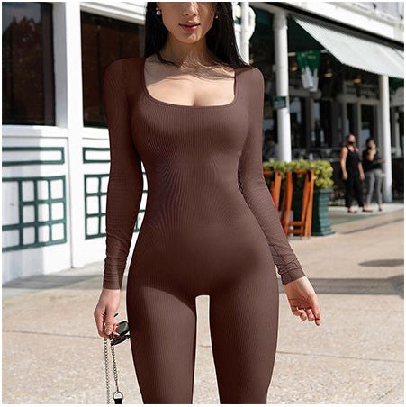 Arden | Women's Bodycon Long Sleeve Elegant Bodysuit in Brown