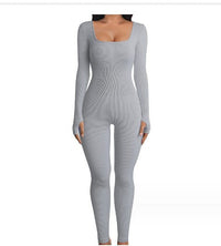 Arden | Women's Bodycon Long Sleeve Elegant Bodysuit in Light Gray