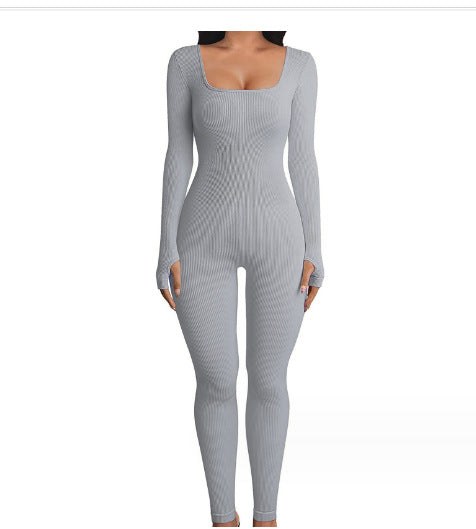 Arden | Women's Bodycon Long Sleeve Elegant Bodysuit in Light Gray