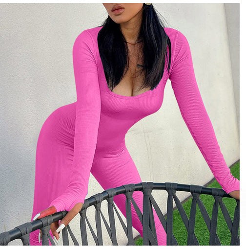 Arden | Women's Bodycon Long Sleeve Elegant Bodysuit in Pink