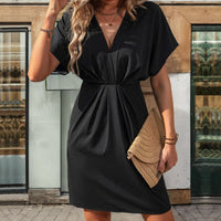Arethusa | Women's V-Neck Voluminous Elegant Wrap Dress in Black