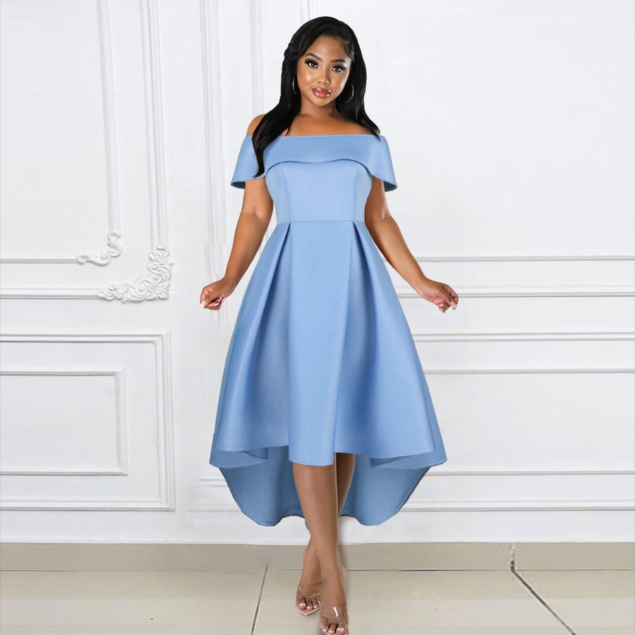 Ariadne | Women's Asymmetric Chic Cocktail Dress in Sky Blue