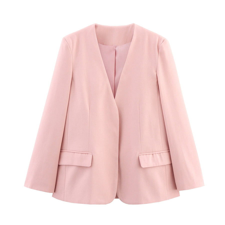 Arielle | Women's Pockets Elegant Modern Blazer in Pink