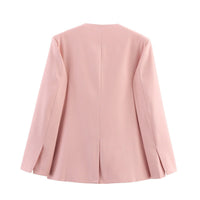 Arielle | Women's Pockets Elegant Modern Blazer in Pink