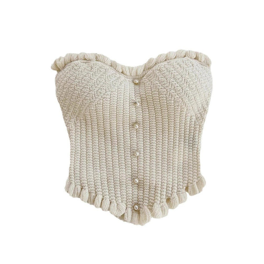 Arlette | Women's Ruffle Detail Button-Front Top in White