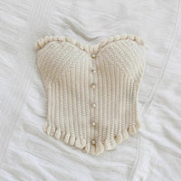 Arlette | Women's Ruffle Detail Button-Front Top in White