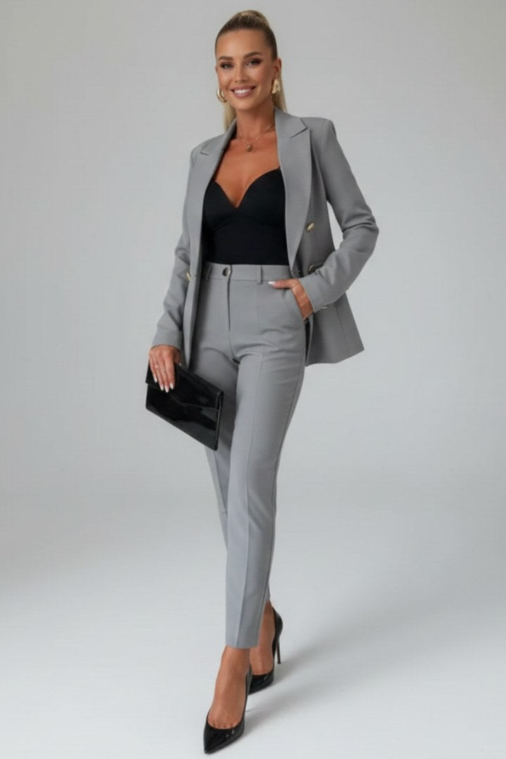 Armanda | Women's Double-Breasted Suit Set in Gray